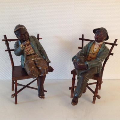 Pair Of Goldscheider Statuettes In Terracotta 1900s Around